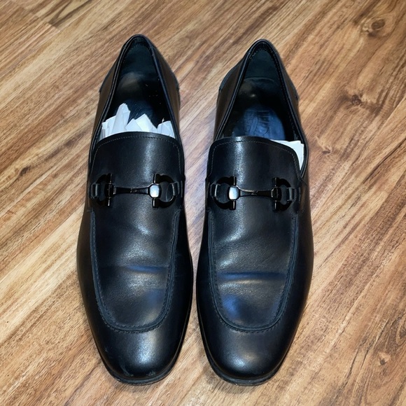 Ferragamo Men's 9 D Loafers black foster slip on leather Italian business casual - Picture 1 of 12